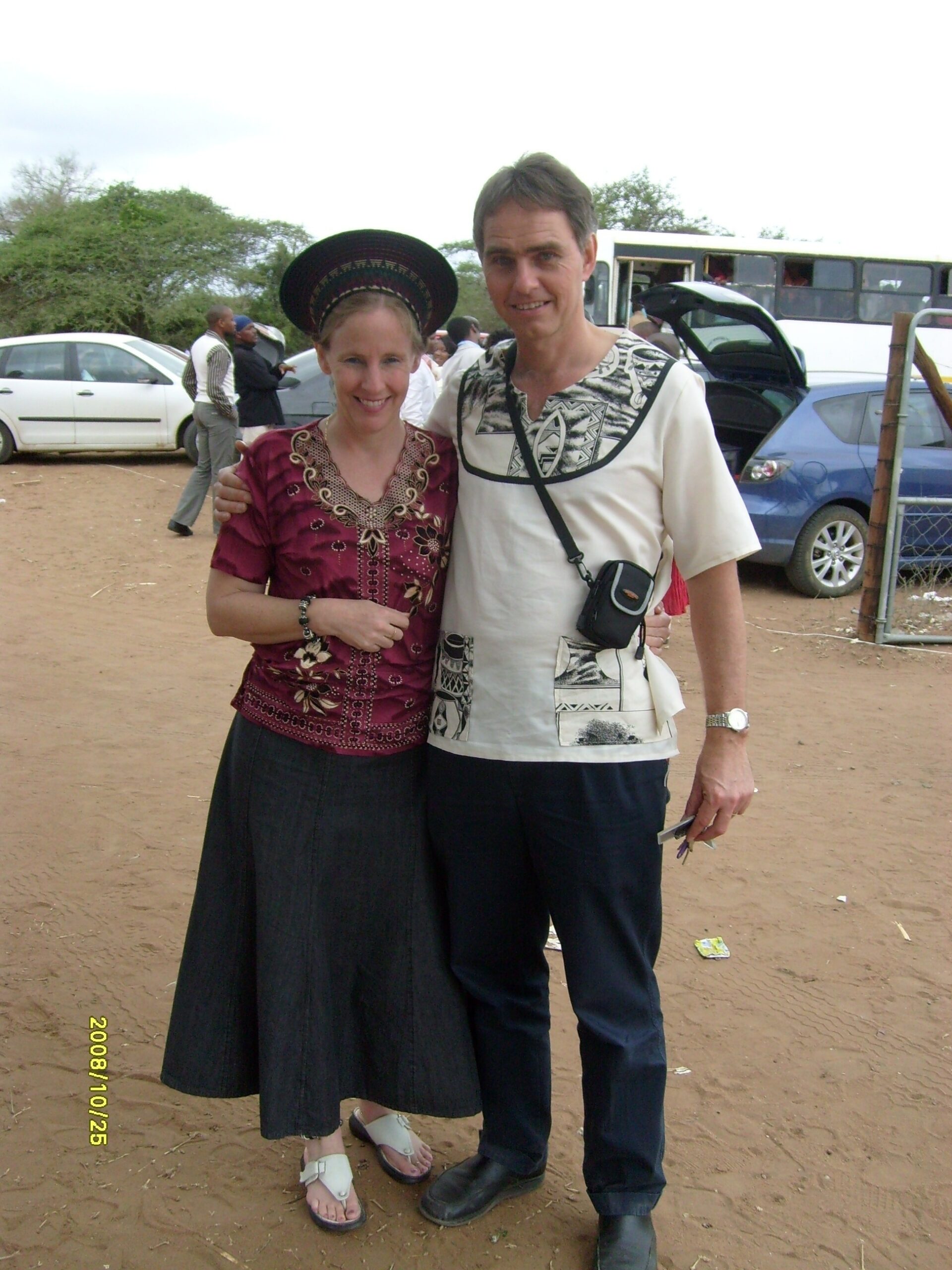 Dr Andrew Ross and his wife Glenys Ross dressed in African attire during a celebration day held at Mosvold Hospital.